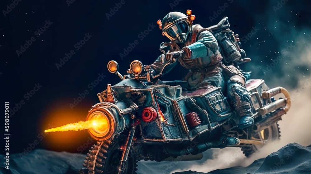 Wall mural image of a fearless space cowboy ai generated
