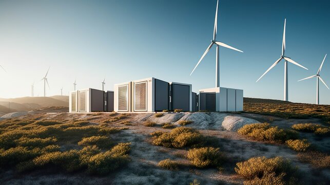 A state-of-the-art battery storage system AI generated