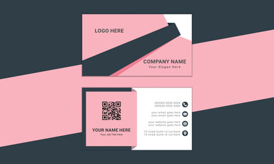 Modern Business Card - Creative and Clean Business Card Template.business card design . double sided business card template modern and clean style . flat living coral color.