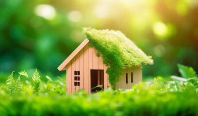 Eco House In Green Environment Wooden Home generative ai