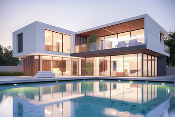 morden house or resort with swimming pool