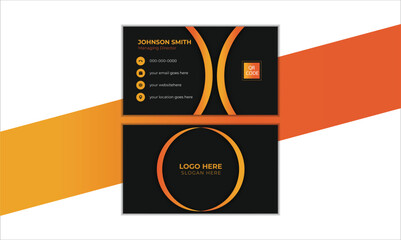 modern double sided business card design template. Luxury business card.  flat orange business card inspiration.  Luxury business card. Vector illustration.
 