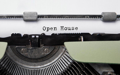 Text Open House typed on retro typewriter