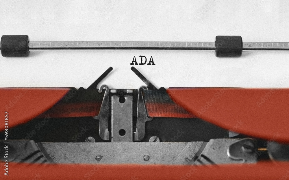 Poster man holding a paper card with text ada