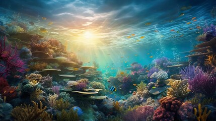 Naklejka na ściany i meble World Oceans crystal-clear water AI generated