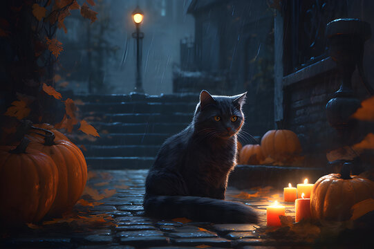 The black cat crosses your path, it's Halloween time at last