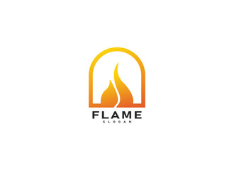 Flame Logo. Torch Symbol Isolated on White Background. Design Vector Illustration.