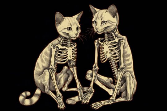 cartoon cat skeleton
