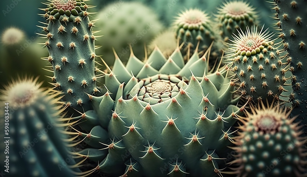 Poster cactus and succulent plant in natural setting generative ai generative ai