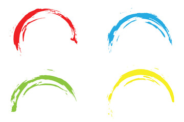 Colorful circle stroke set, round brush stroke, grunge circle strokes