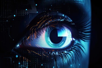 Advanced Eye Scanner for Identity Access and Digital Data Processing - The Future of Technology: Generative AI