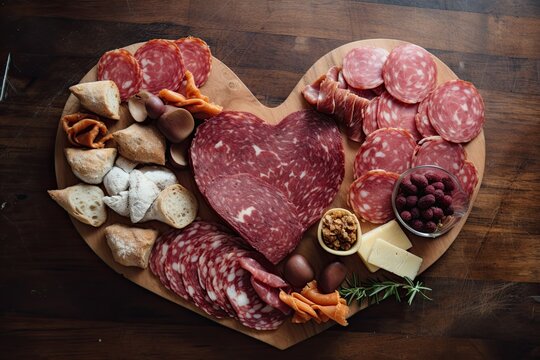 Charcuterie Heart: A Love-Filled, Healthy Dinner for February 14th. Generative AI
