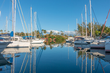 Fototapeta premium Port de la marina aux 3 îlets à La Martinique, Antilles Françaises.