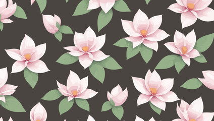 Magnolia Garden: Floral Seamless Pattern with Pink Magnolias and Greenery