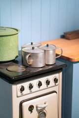 Old retro kitchen and kitchen equipment from early 1940-1980. Interior and nostalgia concept.