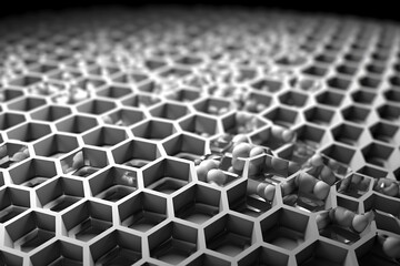 Network connection concept silver honeycomb shiny background. Futuristic Abstract Geometric Background Design Made with Generative AI 