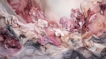 Ethereal beauty. Enchanting harmony of a magical combination of luxury and elegance. Old pink and smoky silk fabric. High luxury abstract background. Generative AI.