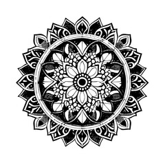 Flower clipart vector design black and white