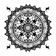 Flower clipart vector design black and white