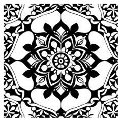Flower clipart vector design black and white