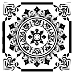 Flower clipart vector design black and white