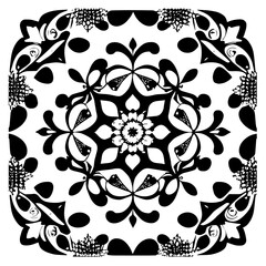 Flower clipart vector design black and white