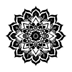 Flower clipart vector design black and white