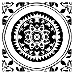 Flower clipart vector design black and white