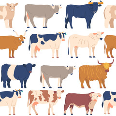 Seamless Pattern With Cows And Bulls Perfect For Textiles, Wallpapers, And Stationery. Fun, Lively, And Playful Design Generative AI