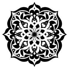 Flower clipart vector design black and white
