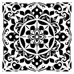 Flower clipart vector design black and white