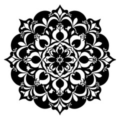 Flower clipart vector design black and white