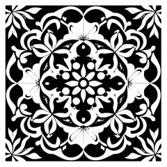 Flower clipart vector design black and white