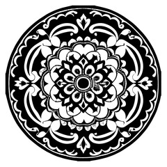 Flower clipart vector design black and white