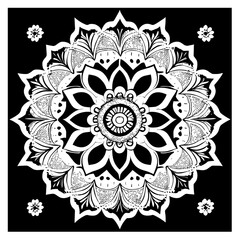 Flower clipart vector design black and white