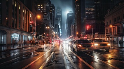 Fototapeta na wymiar Busy urban city at night