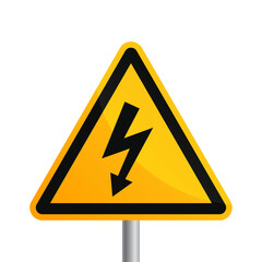 Warning signs of danger high voltage symbol isolated on a white background. Vector illustration of hazard triangle high voltage sign