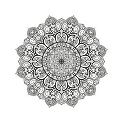 Decorative mandala and pattern for Mehndi, wedding, tattoo, islam, indian, arabic. Outline mandalas coloring book page.