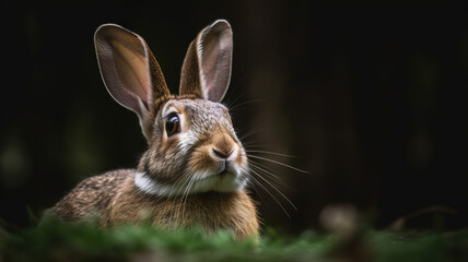 Portrait of a rabbit on a blurry background