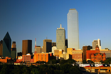 The Bank of America Tower dominates the skyline of Dallas Texas