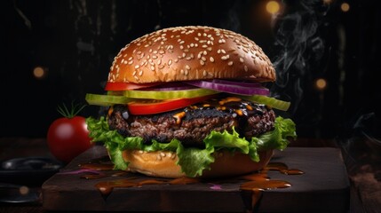 A tasty vegan burger ai, ai generative, illustration