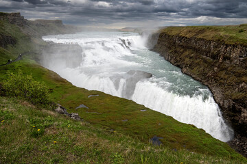 wodospad Gullfoss Islandia natura z wodą rzeką - obrazy, fototapety, plakaty