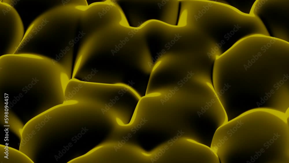 Poster Black background with white and yellow lines. Design. Huge iridescent bubbles of large sizes that are smeared in different directions in the animation. Generative AI