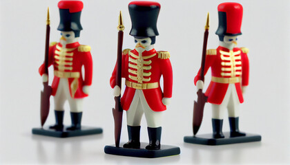 Collection of traditional toy soldiers. Multicolor Army Toy Model For Kids. on solid white background Ai generated image