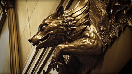 Golden lion statue