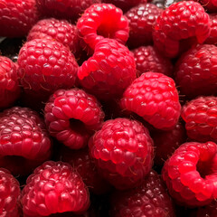 Fresh red raspberries with little waterdrops professional photography