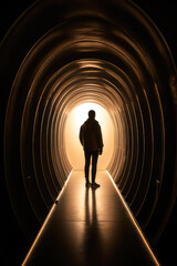 silhouette of a person in a tunnel, ai