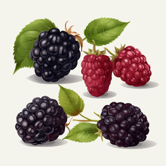 A set of sleek Black Berry vector illustrations