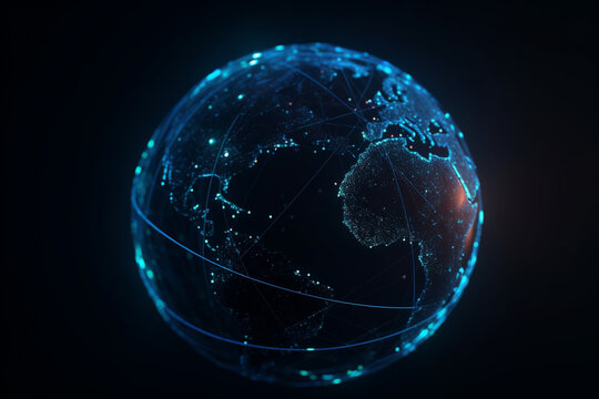 Technology, innovation and infograph concept, Eart hud, futuristic. Generative AI. Generative AI