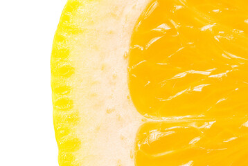 Macro close-up Lemon on white background.